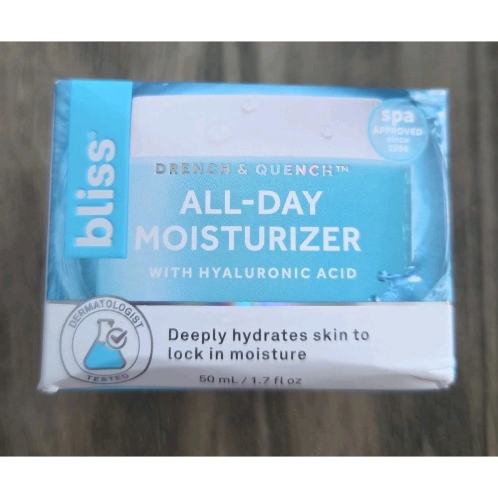 Bliss Drench & Quench All-Day Moisturizer with Hyaluronic Acid 1.7 fl oz New